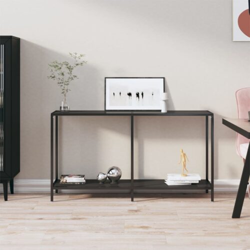 Console Table Black 140x35x75.5cm Tempered Glass - Image 9