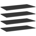 Bookshelf Boards 4pcs High Gloss Black 80x40x1.5cm Engineered Wood