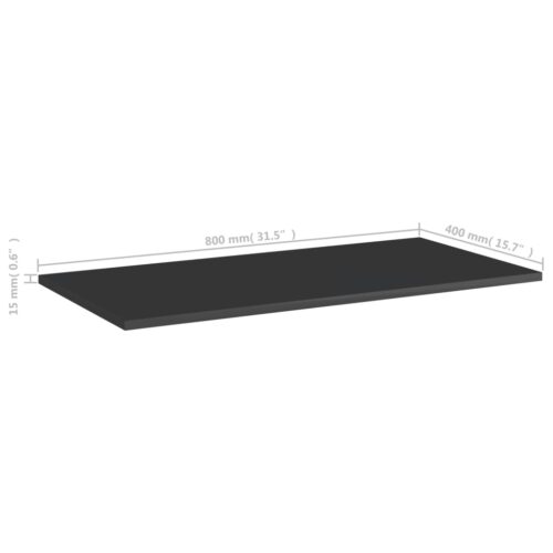 Bookshelf Boards 4pcs High Gloss Black 80x40x1.5cm Engineered Wood - Image 5