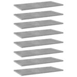 Bookshelf Boards 8pcs Concrete Grey 60x30x1.5cm Engineered Wood
