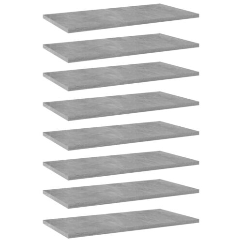 Bookshelf Boards 8pcs Concrete Grey 60x30x1.5cm Engineered Wood