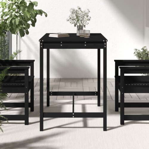 Wooden Garden Table Outdoor Patio Lounge Coffee Tea Sofa Stand Pine Wood Black 121x82.5x110cm - Image 3