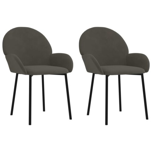 Dining Chairs 2pcs Dark Grey Velvet