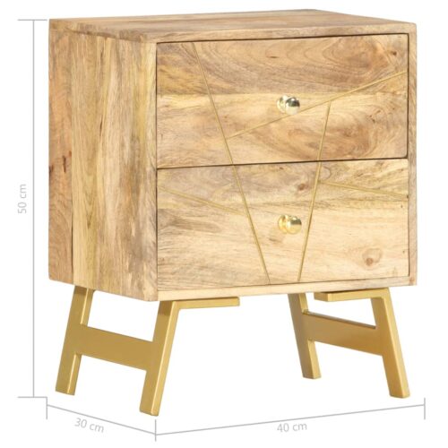 Bedside Cabinet 40x30x50cm Solid Mango Wood - Image 6