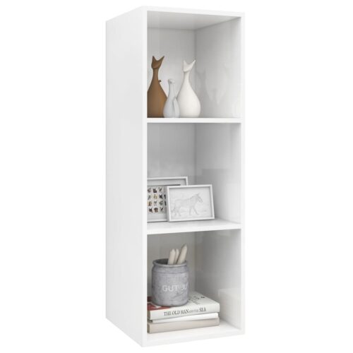 High Gloss Wall Wooden Cabinet TV Storage Unit Shelf Rack Table Bookcase White - Image 3