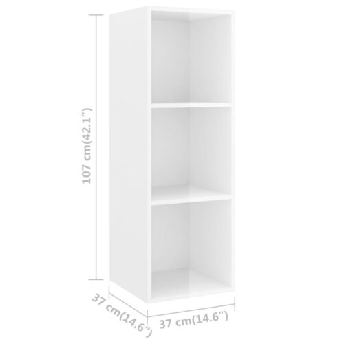 High Gloss Wall Wooden Cabinet TV Storage Unit Shelf Rack Table Bookcase White - Image 9