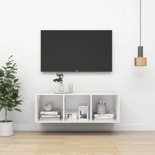 High Gloss Wall Wooden Cabinet TV Storage Unit Shelf Rack Table Bookcase White - Image 10
