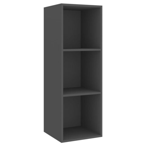 Wall-Mounted Wooden Cabinet TV Storage Unit Shelf Rack Bookcase Bookshelf Grey