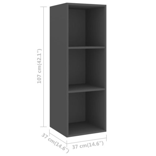 Wall-Mounted Wooden Cabinet TV Storage Unit Shelf Rack Bookcase Bookshelf Grey - Image 9