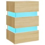 LED Bedside Cabinet Sonoma Oak 45x35x67cm Engineered Wood
