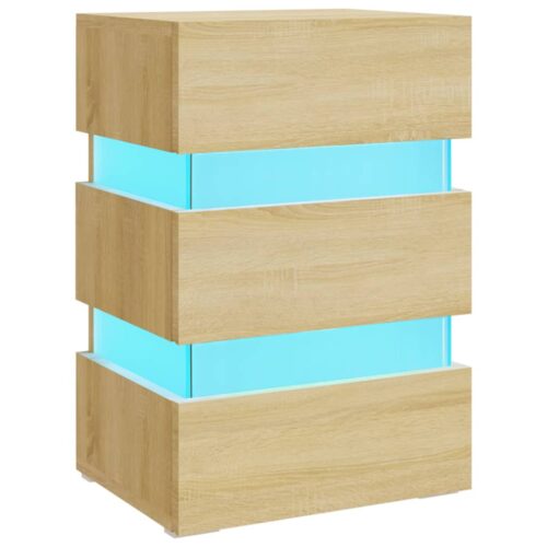 LED Bedside Cabinet Sonoma Oak 45x35x67cm Engineered Wood