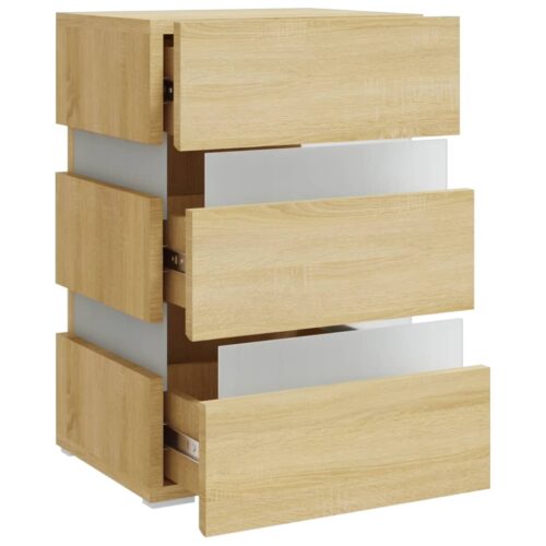 LED Bedside Cabinet Sonoma Oak 45x35x67cm Engineered Wood - Image 4