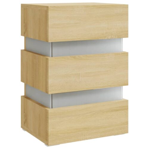 LED Bedside Cabinet Sonoma Oak 45x35x67cm Engineered Wood - Image 5
