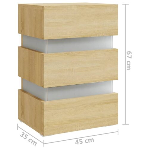 LED Bedside Cabinet Sonoma Oak 45x35x67cm Engineered Wood - Image 8