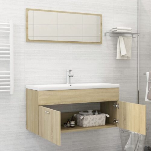 2-Piece Bathroom Furniture Set Sonoma Oak Engineered Wood - Image 3