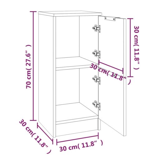Sideboards 2pcs High Gloss White 30x30x70cm Engineered Wood - Image 9