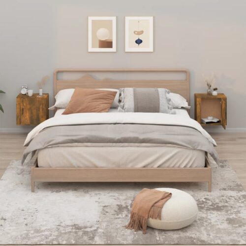 Wall-mounted Bedside Cabinets 2pcs Smoked Oak 50x30x47cm - Image 12