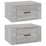 Wall-mounted Bedside Cabinets 2pcs Grey Sonoma 50x36x25cm