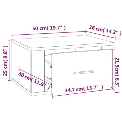 Wall-mounted Bedside Cabinets 2pcs Grey Sonoma 50x36x25cm - Image 11