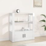 Sideboard High Gloss White 80x30x90cm Engineered Wood