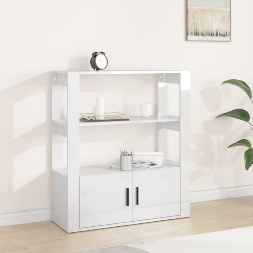 Sideboard High Gloss White 80x30x90cm Engineered Wood