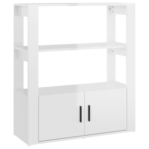 Sideboard High Gloss White 80x30x90cm Engineered Wood - Image 2