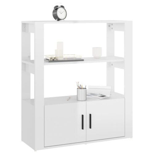 Sideboard High Gloss White 80x30x90cm Engineered Wood - Image 4