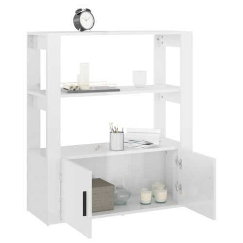 Sideboard High Gloss White 80x30x90cm Engineered Wood - Image 5
