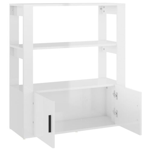 Sideboard High Gloss White 80x30x90cm Engineered Wood - Image 7