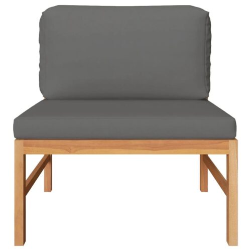 Middle Sofa with Dark Grey Cushions Solid Teak Wood - Image 3
