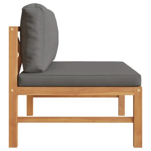 Middle Sofa with Dark Grey Cushions Solid Teak Wood - Image 4