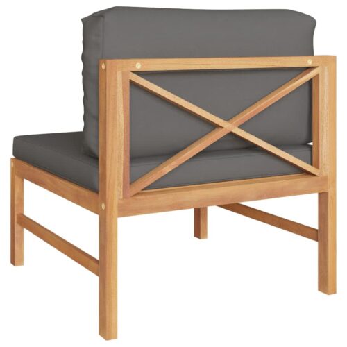 Middle Sofa with Dark Grey Cushions Solid Teak Wood - Image 5