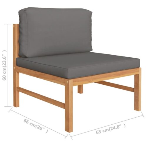 Middle Sofa with Dark Grey Cushions Solid Teak Wood - Image 7