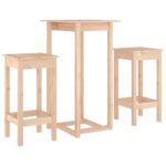 3-Piece Bar Set Solid Wood Pine