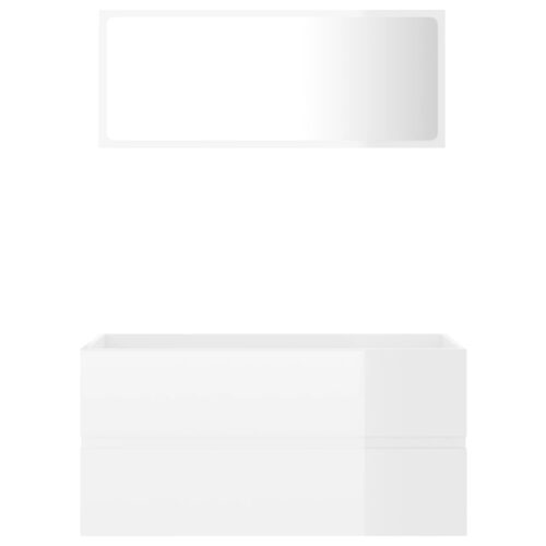 2-Piece Bathroom Furniture Set High Gloss White Engineered Wood - Image 4