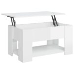 Coffee Table High Gloss White 79x49x41cm Engineered Wood