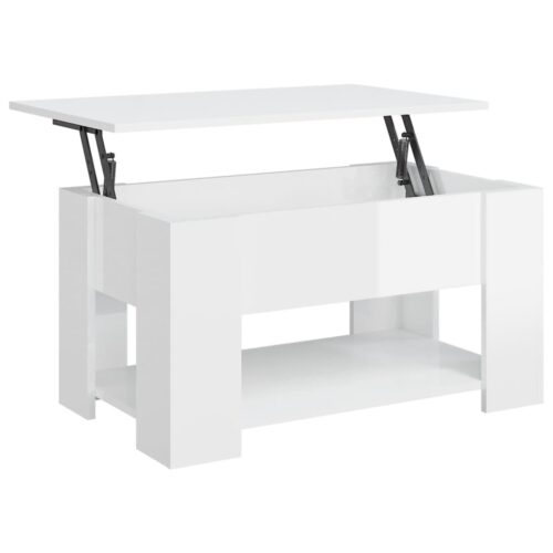 Coffee Table High Gloss White 79x49x41cm Engineered Wood