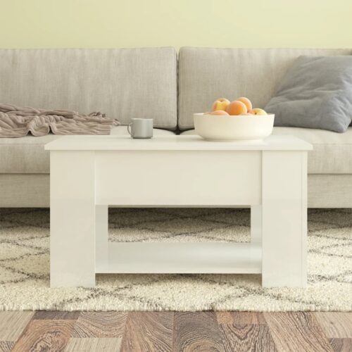 Coffee Table High Gloss White 79x49x41cm Engineered Wood - Image 3