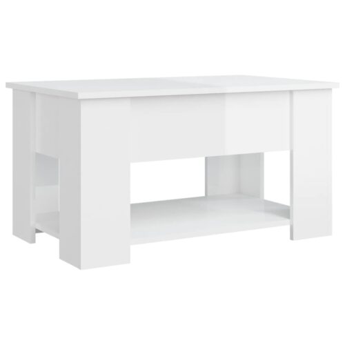 Coffee Table High Gloss White 79x49x41cm Engineered Wood - Image 5