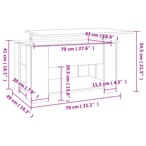 Coffee Table High Gloss White 79x49x41cm Engineered Wood - Image 8