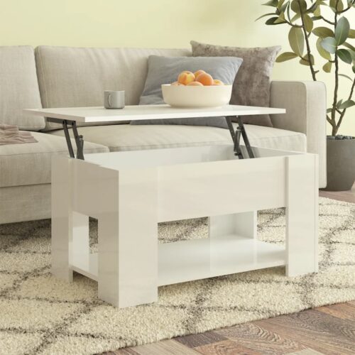 Coffee Table High Gloss White 79x49x41cm Engineered Wood - Image 9