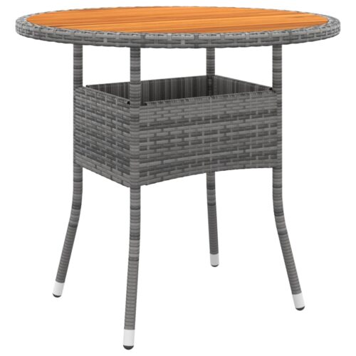 Garden Table 80x75cm Acacia Wood Poly Rattan Grey