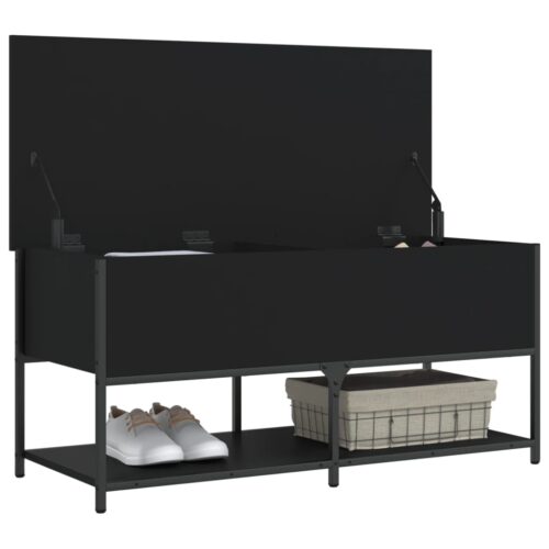 Storage Bench Black 100x42.5x47cm Engineered Wood - Image 5