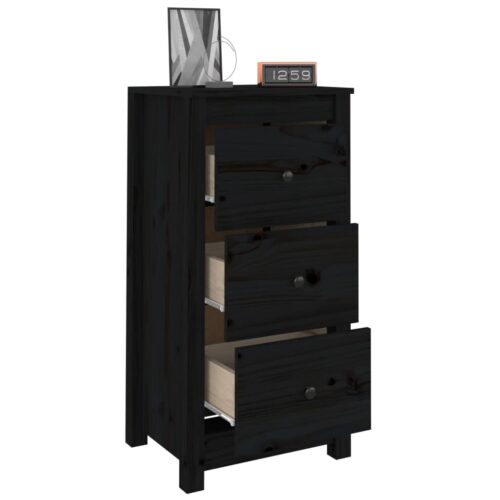 Sideboards 2pcs Black 40x35x80cm Solid Wood Pine - Image 4