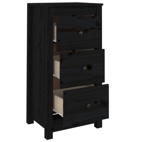 Sideboards 2pcs Black 40x35x80cm Solid Wood Pine - Image 8