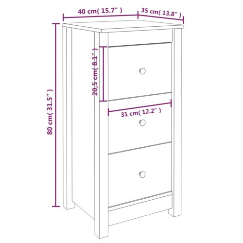 Sideboards 2pcs Black 40x35x80cm Solid Wood Pine - Image 10