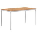 Garden Dining Table 140x80x75cm Solid Teak Wood Stainless Steel