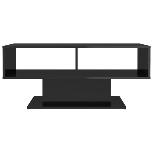 Coffee Table High Gloss Black 103.5x50x44.5cm Engineered Wood - Image 3