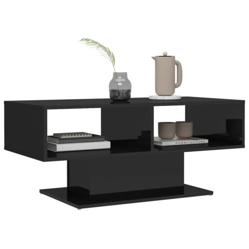 Coffee Table High Gloss Black 103.5x50x44.5cm Engineered Wood - Image 5