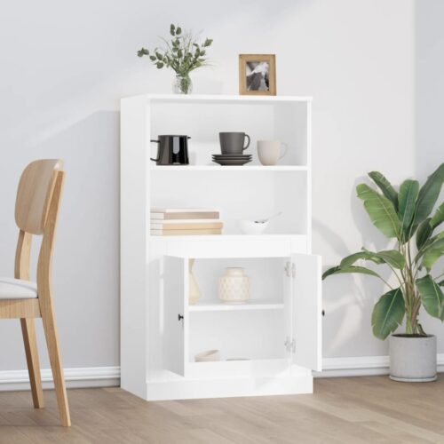 Wooden Highboard White Kitchen Buffet Storage Cupboard Sideboard Rack Cabinet - Image 3